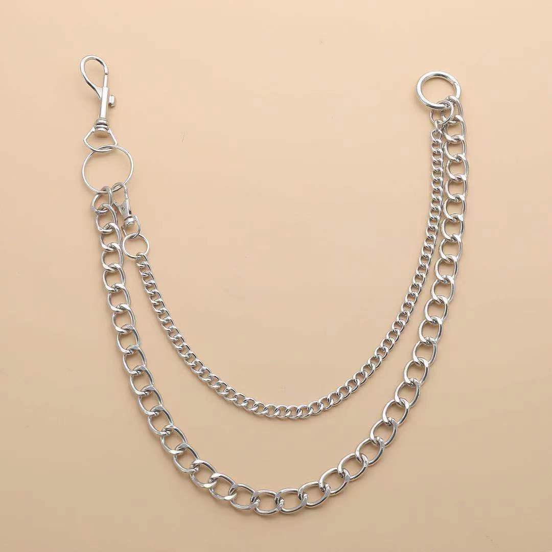 

Европейский и американский простой ретро универсальный хип-хоп брючный ремень женский ледяной трендовый панк металлический джинсовый ремень-цепочка для брюк Below 60cm