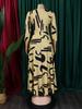 Women's 2024 Spring Lace-up Print African Plus Size Midi Dress