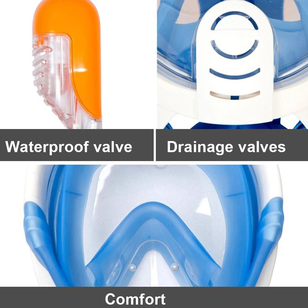 Underwater Scuba Anti Fog Face Diving Mask Snorkeling Respiratory Masks Safe Waterproof Swimming Equipment for Adult Kids
