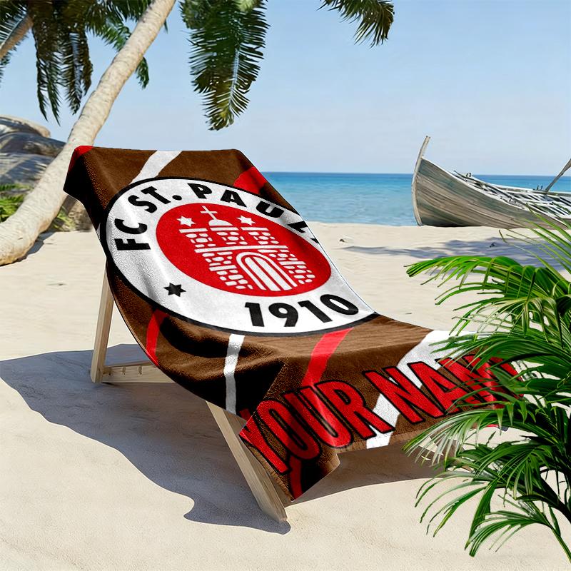 Individuelles Namensschild ST. Pauli Aufdruck Strandtuch, Großes Weiches Schnelltrocknendes Handtuch für Strand Camping Schwimmen_xia