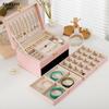 3 Layers Jewelry Organizer Christmas Gift For Lady With Lock Necklace Earring Jewelry Box