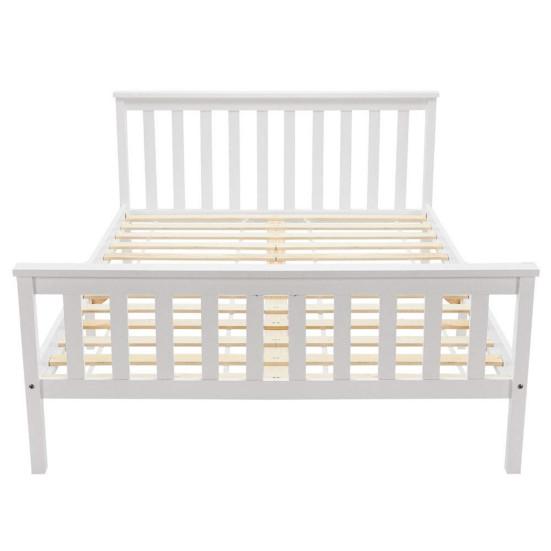Modern Simple White Wood Double Bed Frame with Support Adult Bedroom Furniture