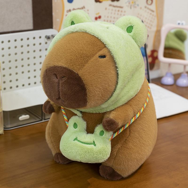 

Frog dinosaur hat capybara plush toy cute satchel kapibara doll doll gift throw pillow 35Cm 0.68kg