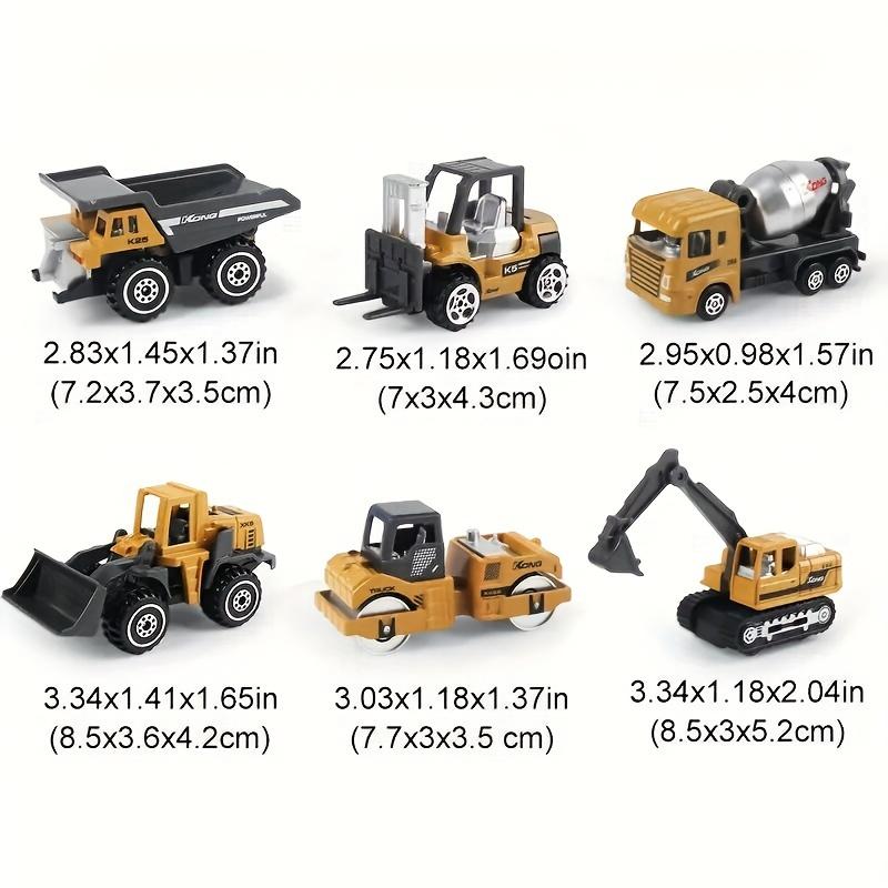 6pcs Alloy Engineering Vehicle Set, Die-Cast Metal Toy Trucks Loader, Tractor Excavator Toys, Perfect for Holidays and Christmas Gifts