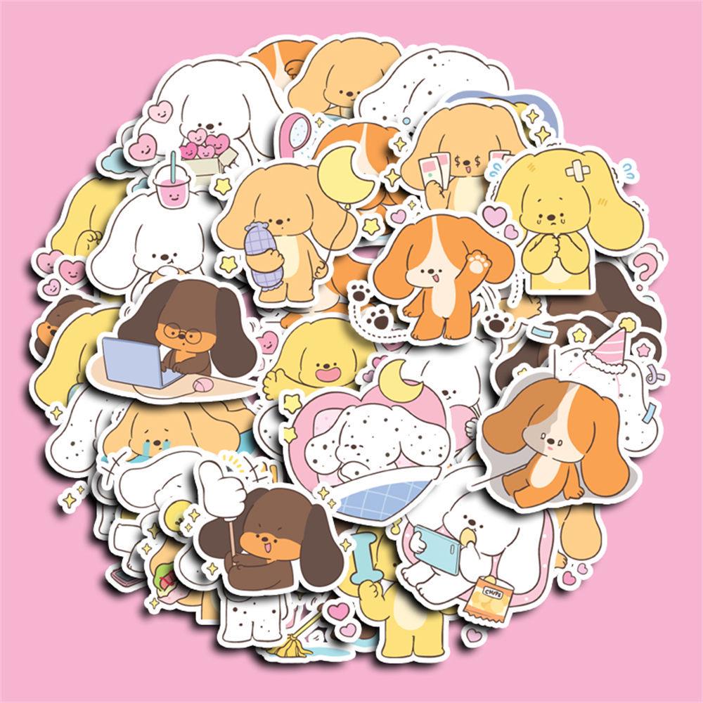 Cute Tired Puppy Cartoon Stickers for Suitcases, Laptops & DIY Albums - 40 Waterproof Designs