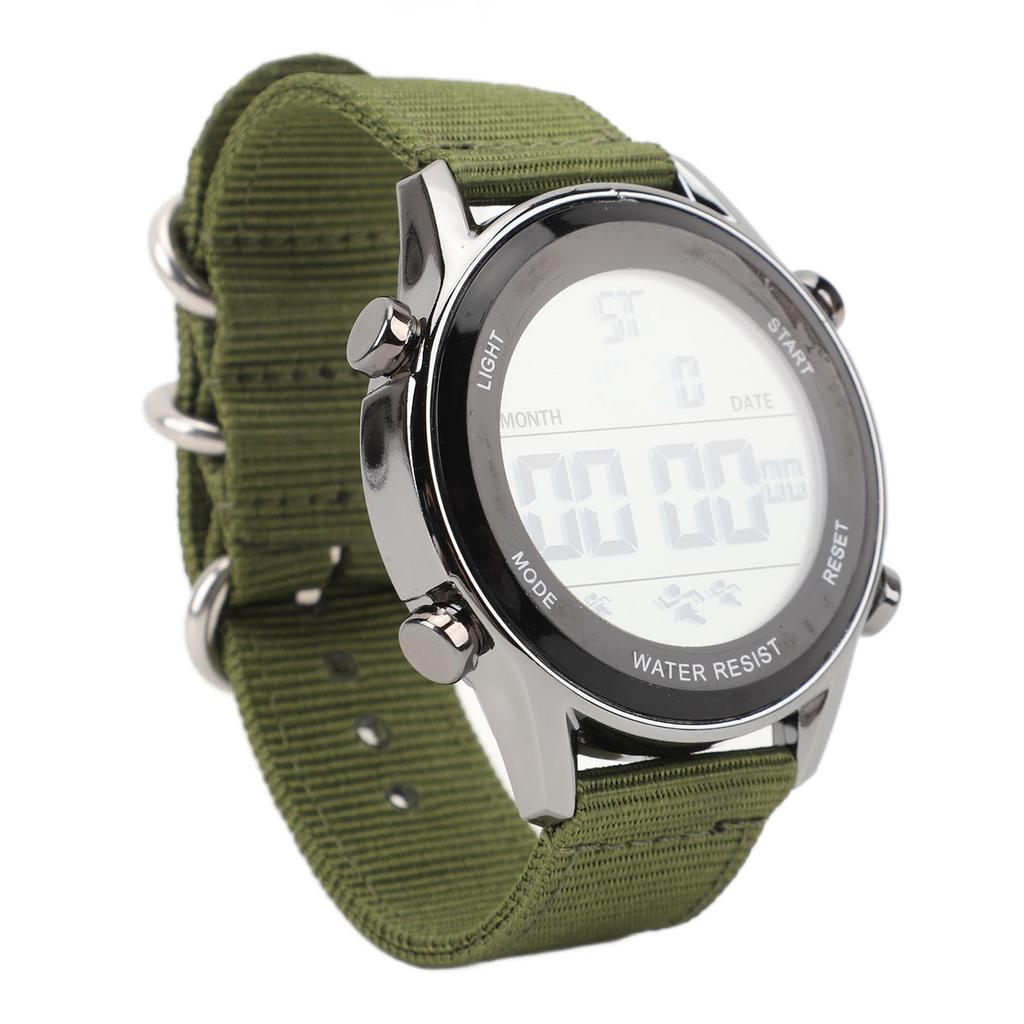 Men Digital Sports Watch Rainproof Alarm Countdown Dual Time Zone Nylon Strap Digital Watch with Stopwatch for Outdoor