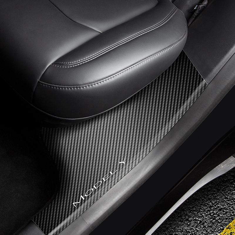 Suitable for Tesla's Built-in Threshold Strip, Carbon Fiber Pattern, Front and Rear Welcome Pedal Decoration Modification Accessories