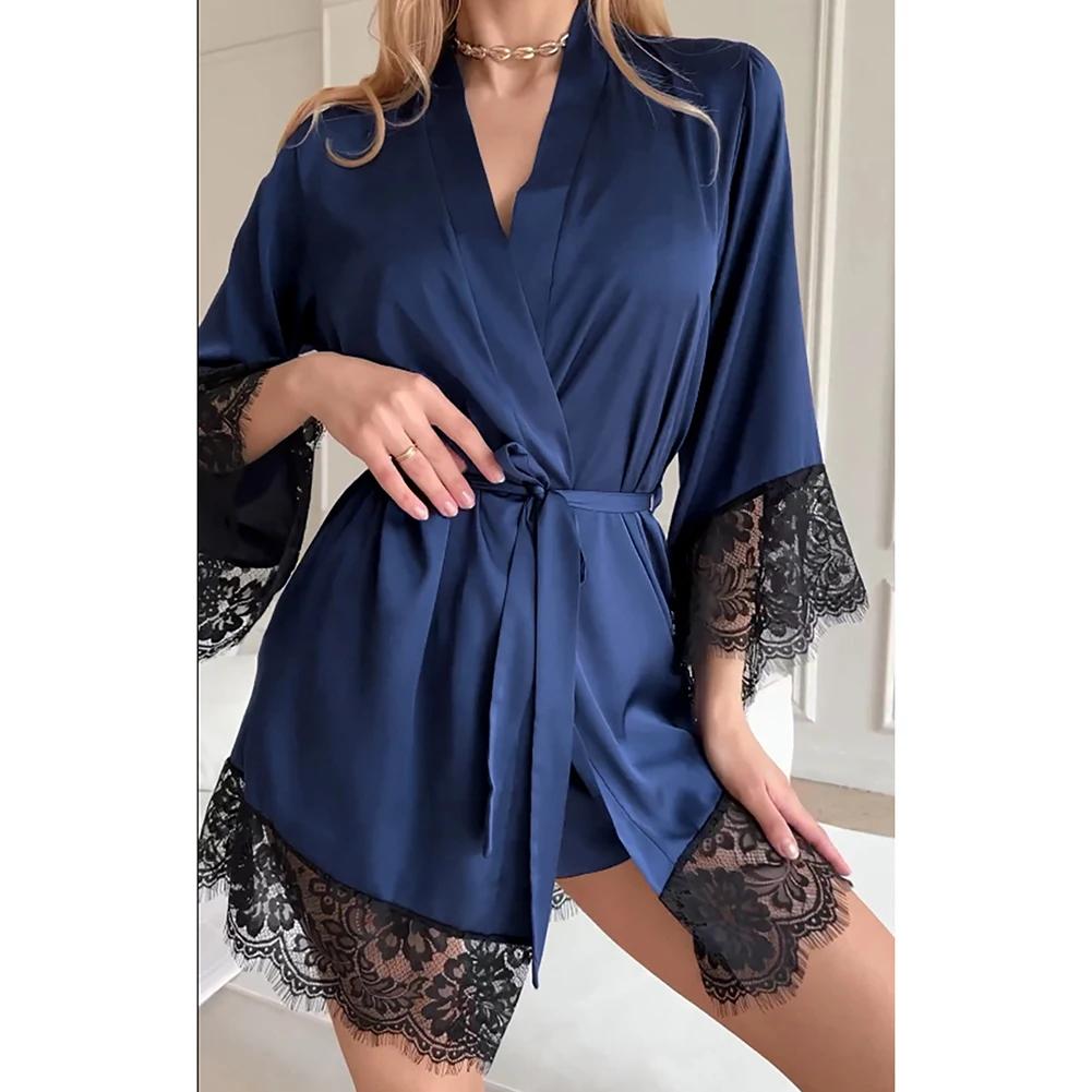 Sexy Lace Long-Sleeve Simple Comfortable Home Robe