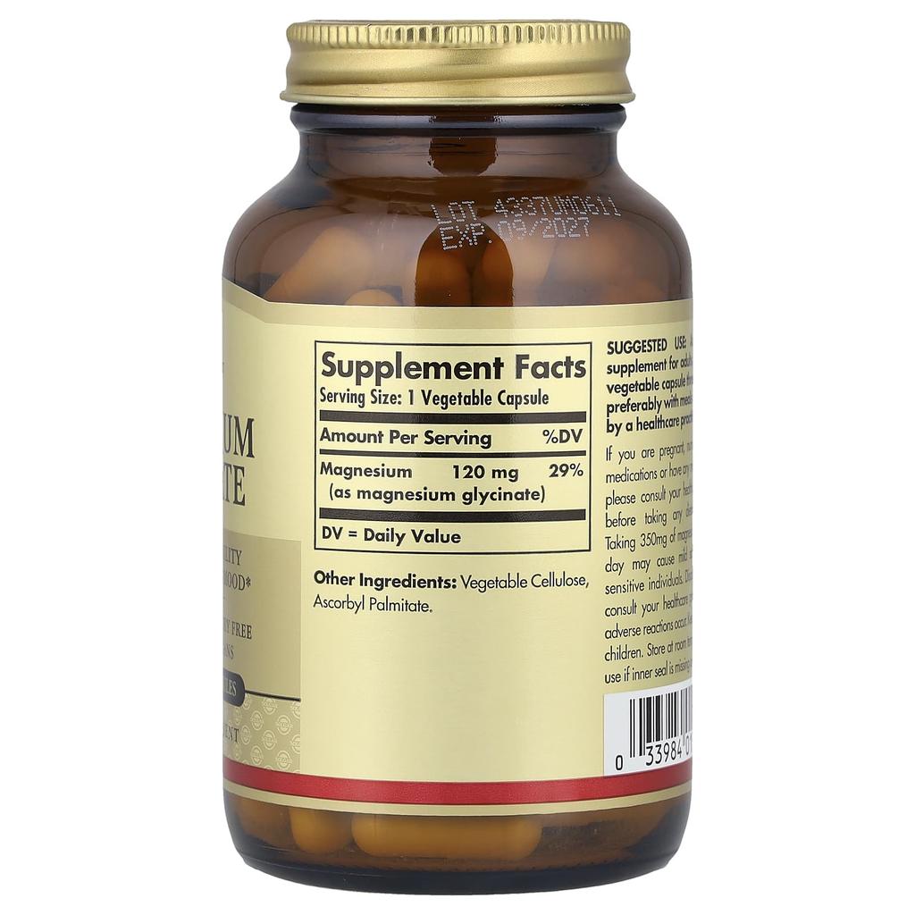 Glycine Magnesium, Veggie Capsules 90 (120Mg per capsule)