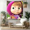 Masha Bear Wall Decor Tapestry Art For Pet Memorial Birthdaywedding Party Backdrop Family Gift