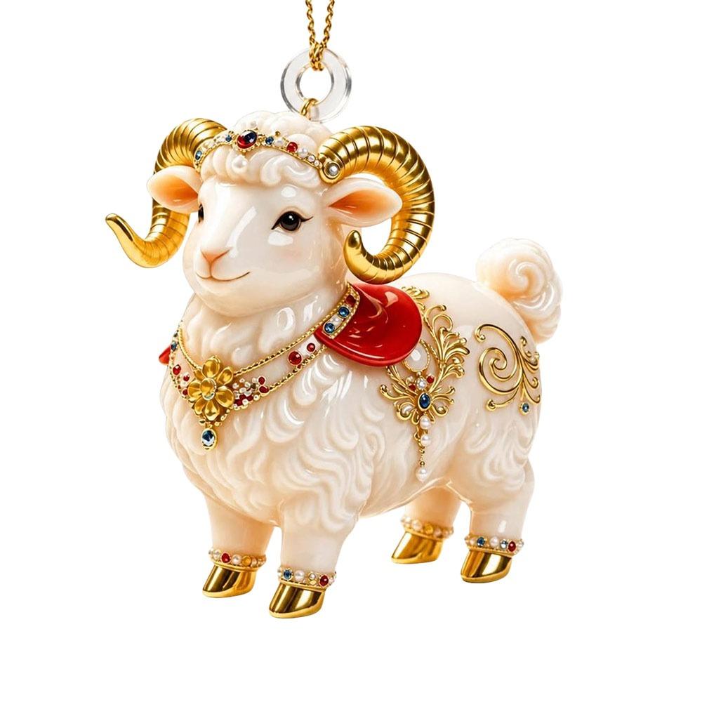 Ornamenti Appesi Capra Brillante Decorazione Animale Piatta 2D Nuova Portachiavi Decorazione Festa Festiva