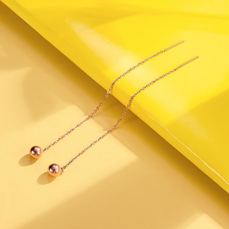 Boucle d'oreille en acier inoxydable pour femmes, pendentif boule de luxe léger, longue chaîne, goutte d'eau, bijoux tendance