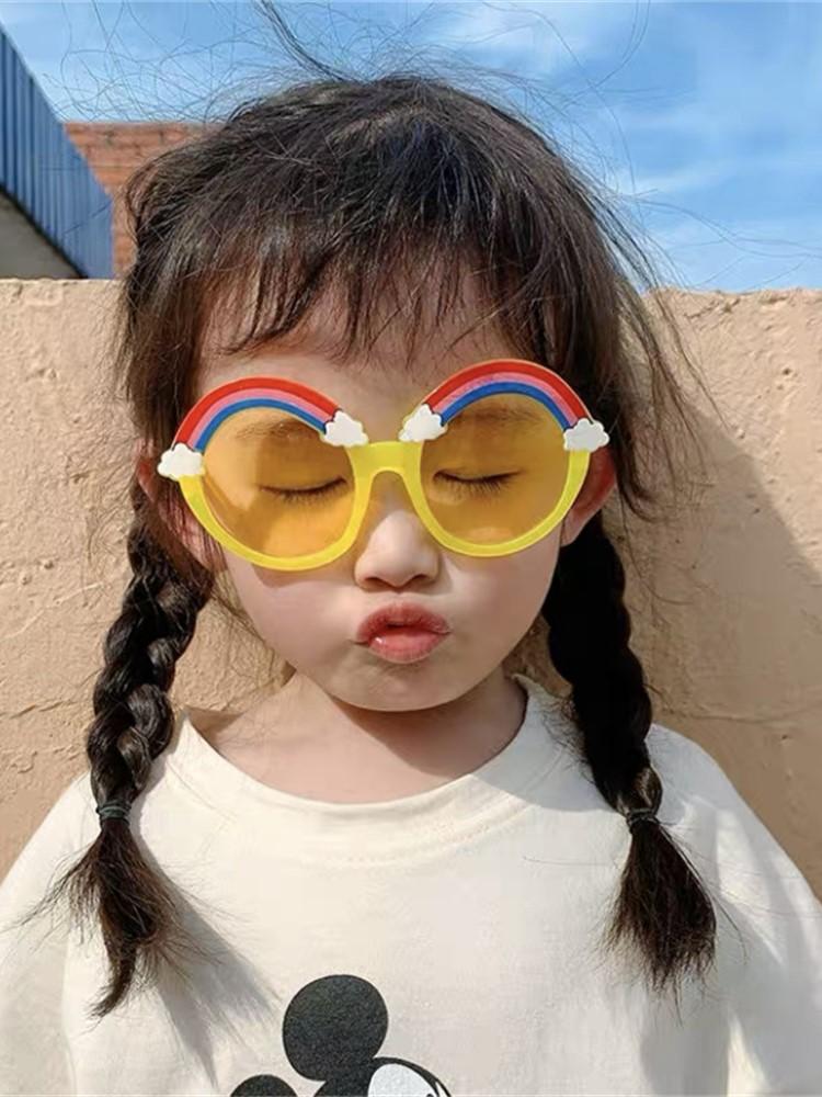 Round Sunglasses Rainbow Shape Glasses Trendy Girls Cartoon Eyeglasses Shades Anti-Glare Boys Cartoon Sunglasses