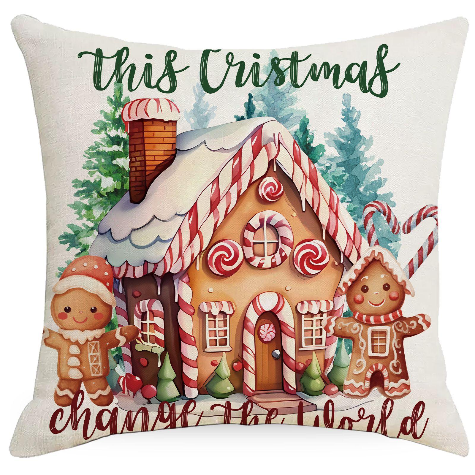 

New Christmas Pillow Cover Creative Cookie Combination Living Room Sofa Bedroom Cushion Pillow Pillow Premium Durable 45 * 45Cm