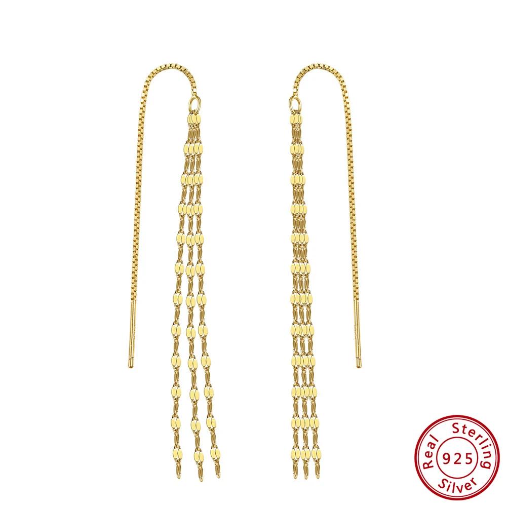 ORSA JEWELS Minimalist Long Chain Tassel Earrings 925 Sterling Silver Fashion Jewelry Date Elegant Eardrop for Women Gift APE153