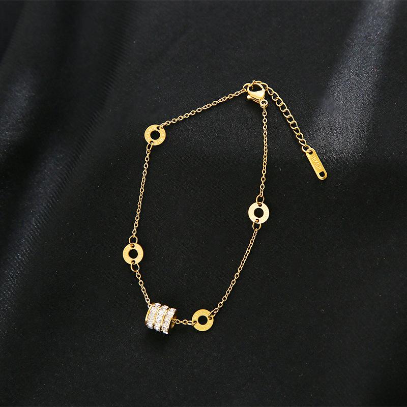 Gold Plated Rhinestone Waist Chain Titanium Steel Bracelet Fashion Hypoallergenic Jewelry