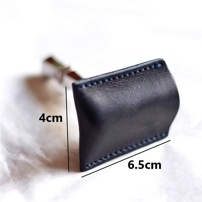 

1PC Double Edge Safety Razor Head Sleeve Protective Case Leather Without Razor чорний