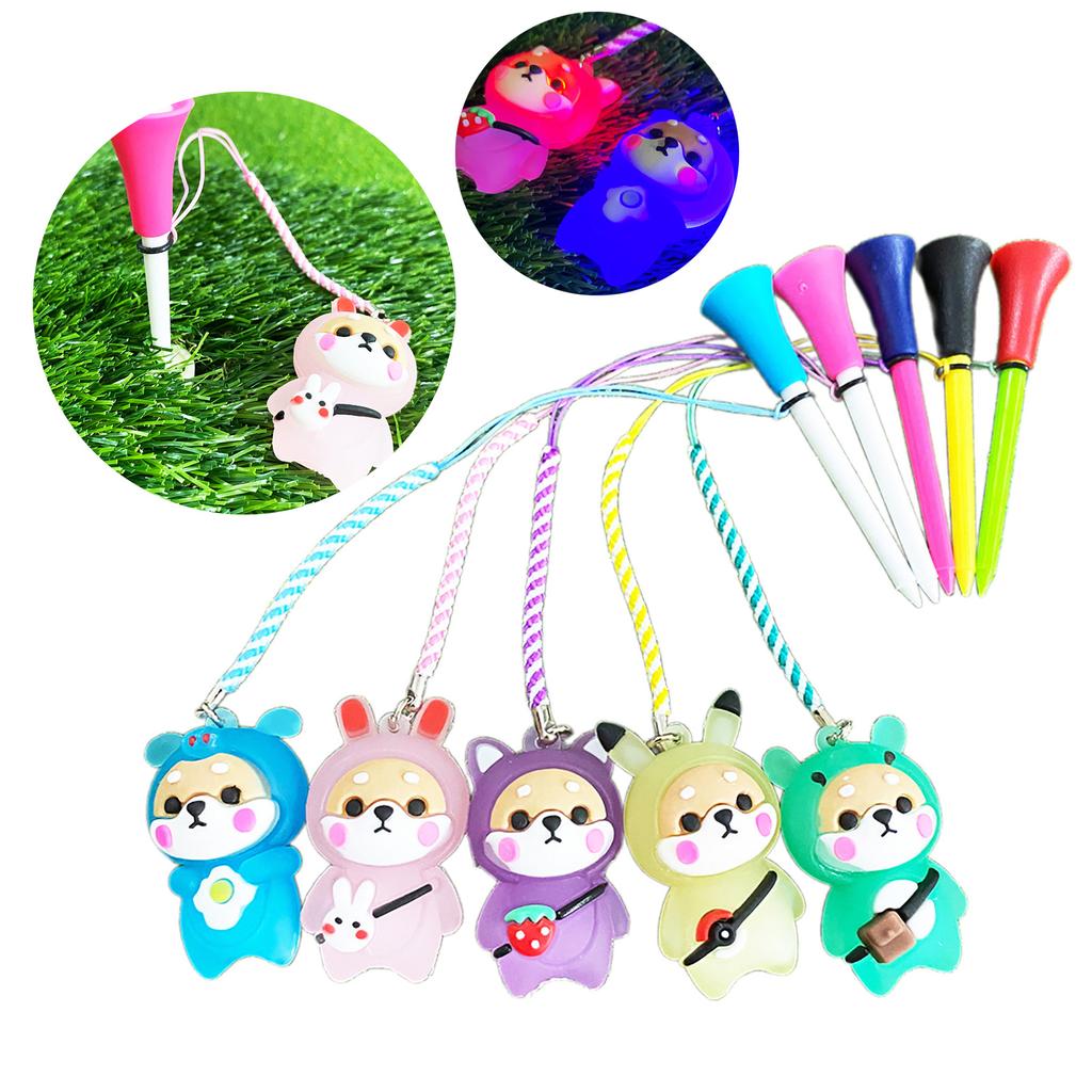 Golf Ball Tees Driver Training Tool Golf Ball Holder Golf Tees with Rope Cartoon Golf Ball Base Golf Ball Support Tees