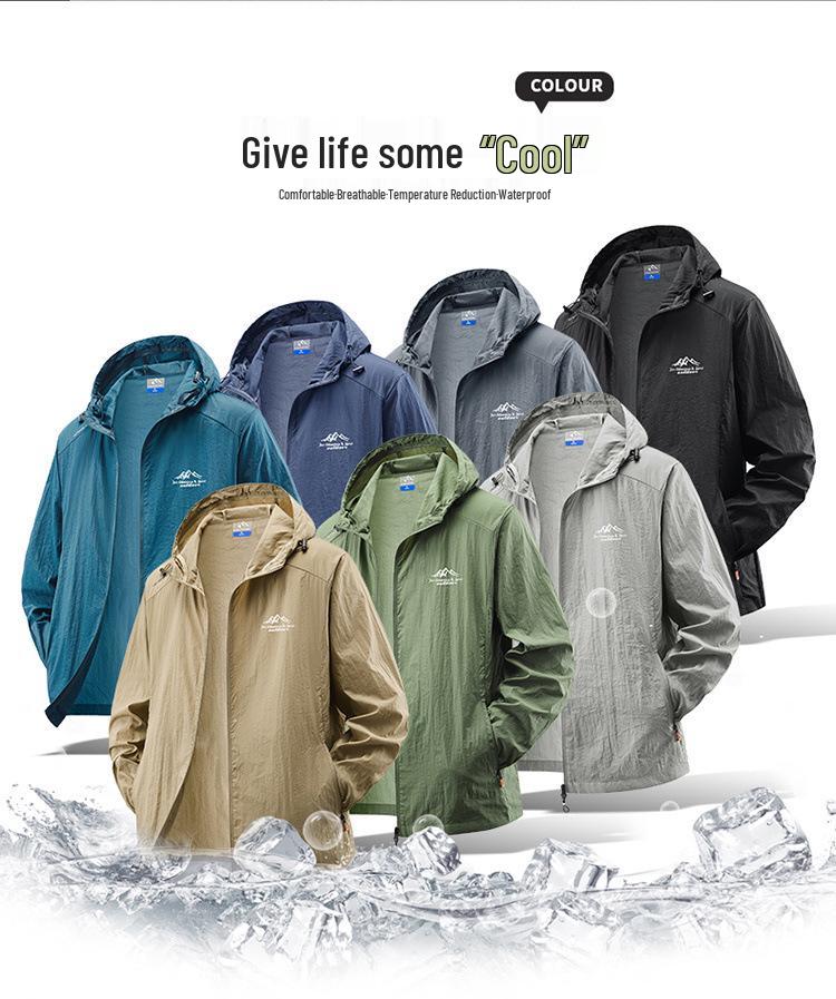 Men's Retro Hooded Thin Ice Silk Sun Protection Jacket - Summer Outdoor Loose-Fit Plus Size