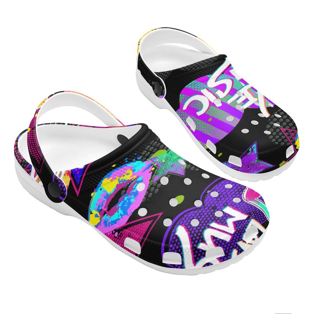 Color Print EVA Beach Clogs Unisex Lightweight Breathable Slip On Garden Shoes Bathroom Pool Home Summer Wear Beach Pool Wear