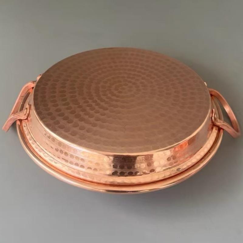 Multiple Sizes Round Shape Copper Fruit Tray,Retro Engraving Hammer Texture Home Portable Food Plate,Snack Disc Table Decoration