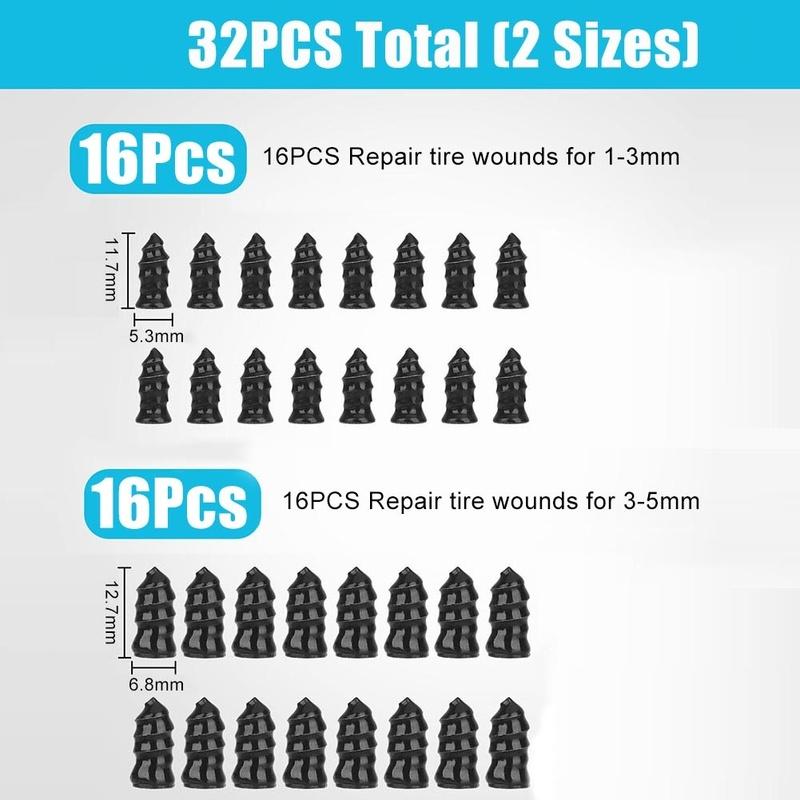 32PCS Tire Repair Kit Rubber Screw Nails For Car Motorcycle Truck Bike Tubeless Puncture Fix With Storage Box