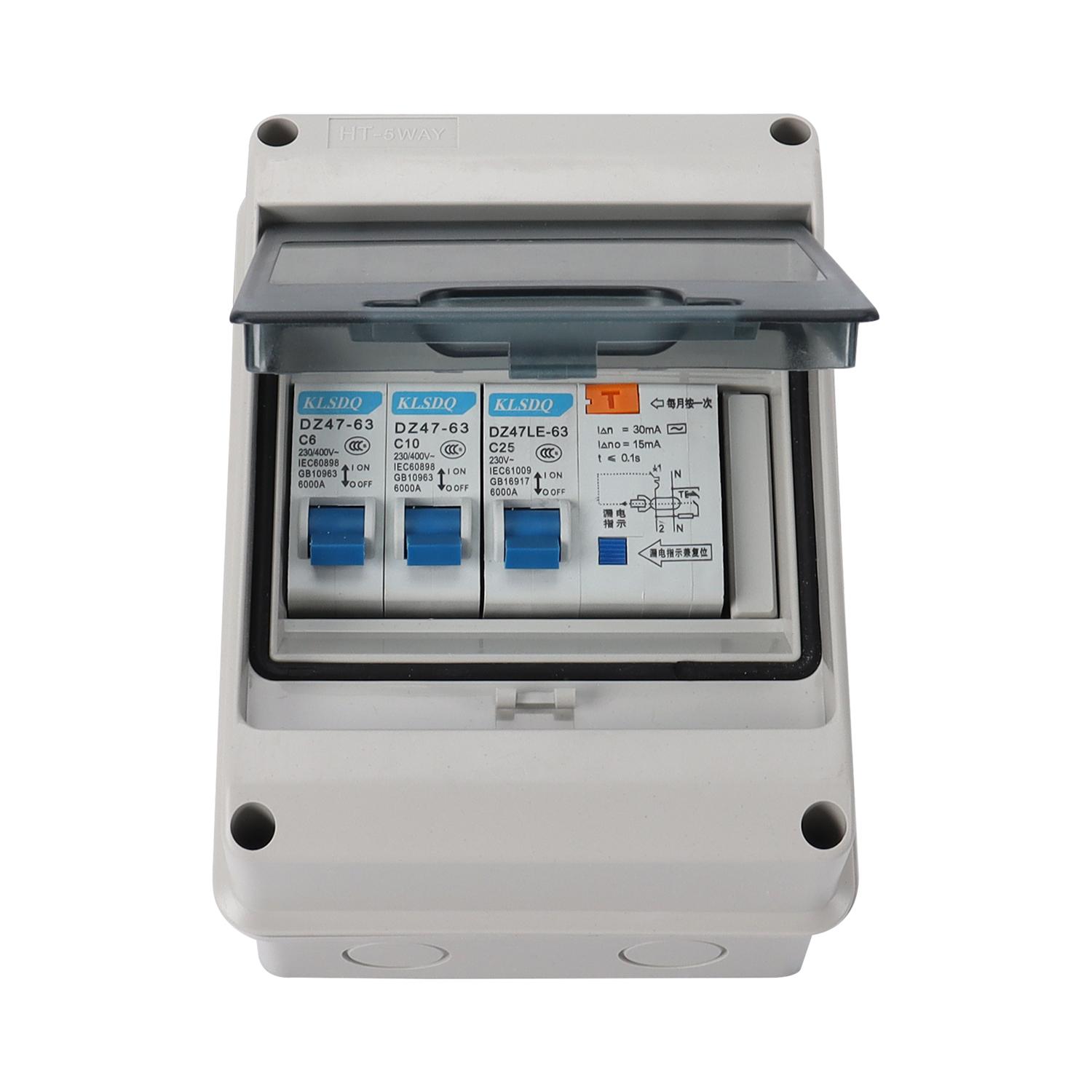 

5-сторонній гараж Караван Campervan IP65 Всепогодний корпус споживчого блоку 25A 30mA RCD MCB Блок запобіжників switch+HT5 як показано кольору