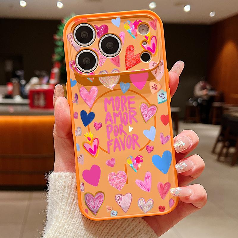 

Watermelon Love Hearts Print Case For iPhone 17 Pro Max Funda iPhone 16 15 14 13 Pro Max Magnetic For Magsafe Hybrid Slim Matte Cover iPhone 15 помаранчевий