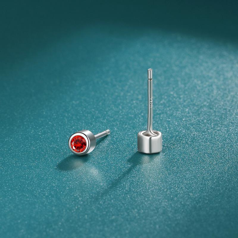 Red Zircon Simple Stud Earrings for Women, Niche and Versatile, Simple and Small Fashion Design, Earrings Temperament for Women