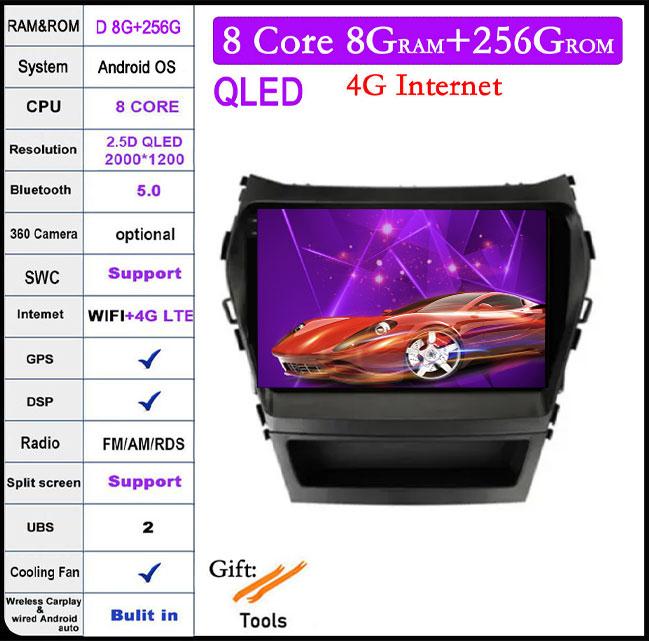 9 Lnch For Hyundai Santa Fe 3 Grand lX45 2012-2017 Car Carplay Video Player GPS IPS Navigation Multimedia Stereo 4G LET