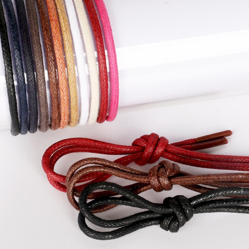 Round Thin Waxed Shoelaces for Leather Shoes, Martin Boots & Work Boots, Waterproof Wax Coated Leather Shoelaces