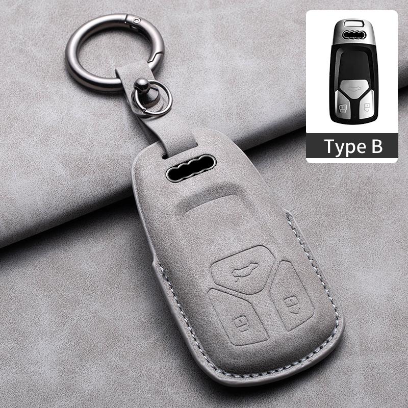 Para A3 A4 A6 A7 A8 B9 C8 D5 4K S8 Q7 Q8 SQ8 Capa de Couro para Chave de Carro Concha Protetora Bolsa Chaveiro Chaveiro Acessórios para Carro