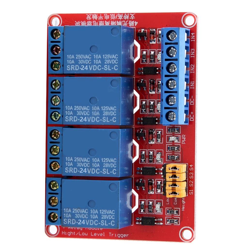 4 Channel Optocoupler Relay Module Board High & Low Trigger 5V/12V/24V(24V)