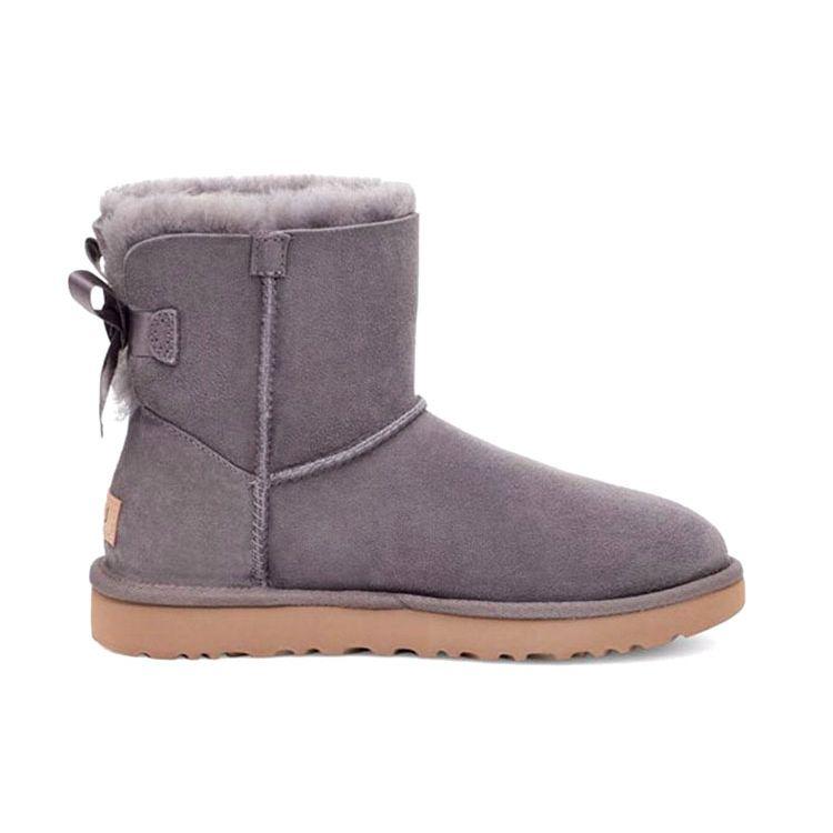 UGG Bailey Warm Non-Slip Bow Short Snow Boots Women Boots Purple Gray 1016501-SHA