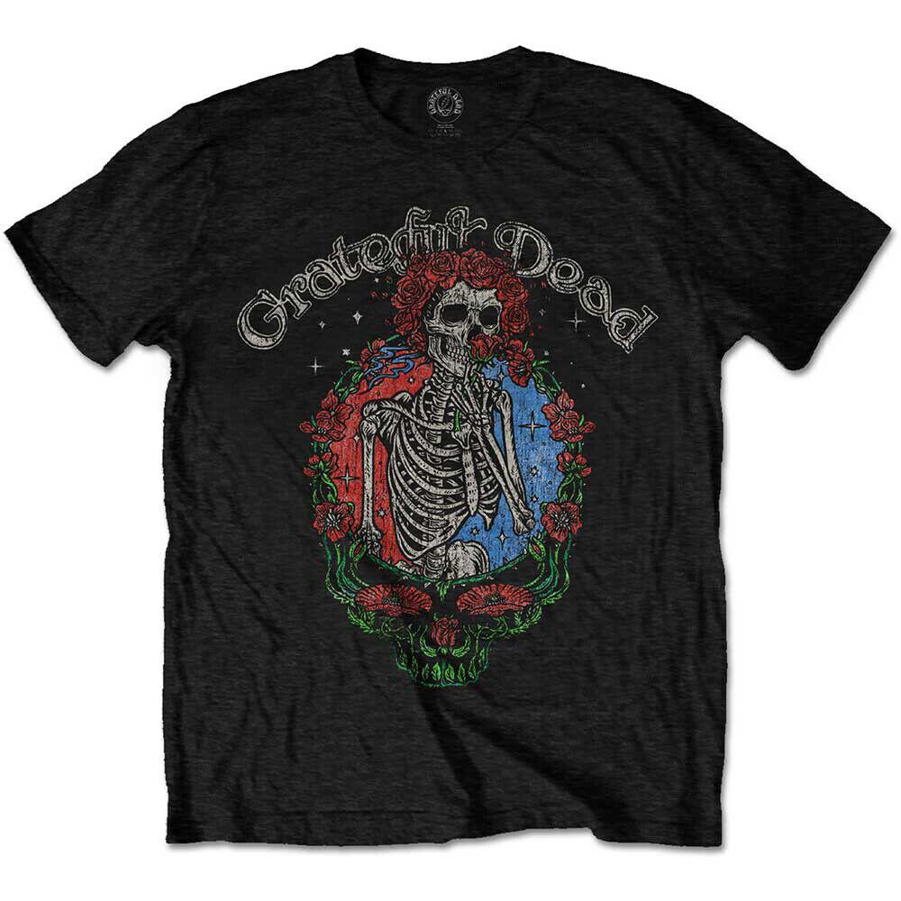 

Черная футболка унисекс Grateful Dead с цветочным принтом Stealie