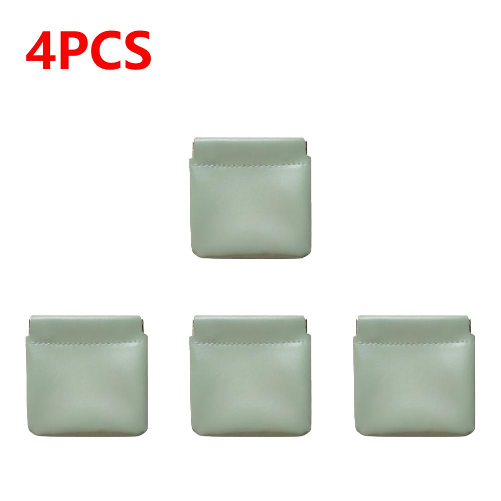 PU Leather Cosmetic Pouch Jewelry Storage Bag Self-Closing Portable Travel Bag Versatile Headphones Keys Storage Organizer Purse