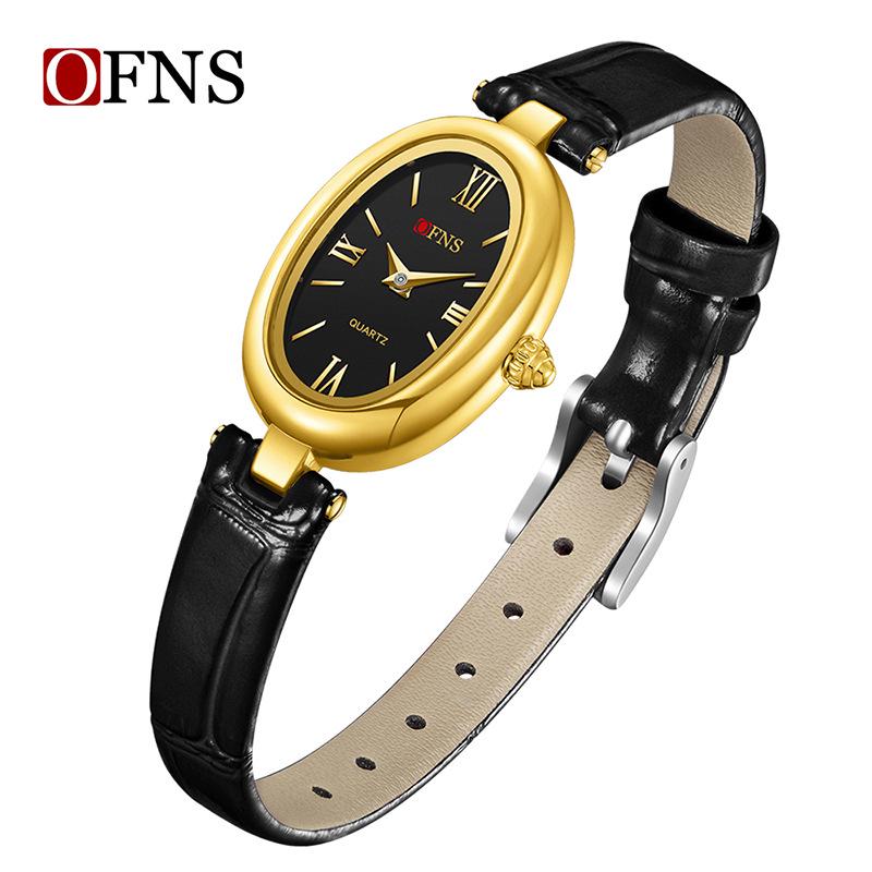 Waterproof Women's Quartz Watch with Solid Steel Band and Simple Oval Design