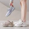 Leather mesh breathable dad shoes 2025 summer new women's shoes thick-soled hole hollow casual sports shoes