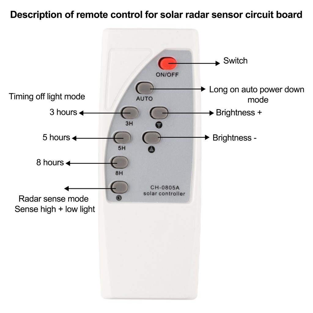 Solar Control Circuit Panel Remote Control Circuit Board Panel 10w LED 15s Sensing Time 5-10m Sensing Distence