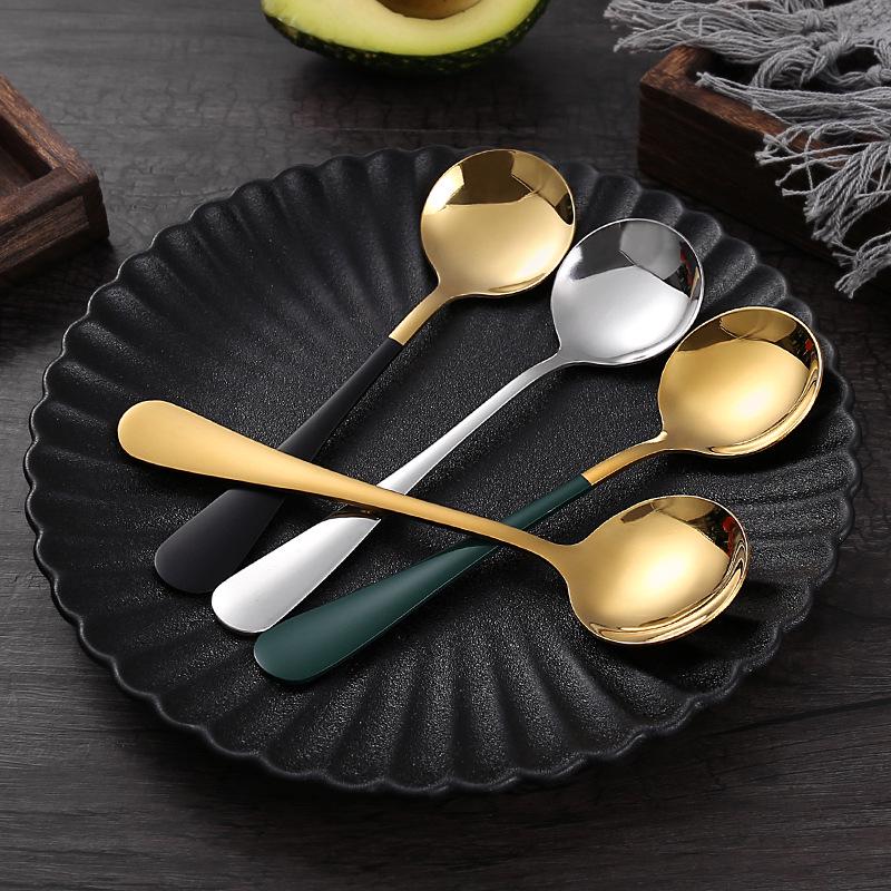 Runder Löffel aus Edelstahl zum Umrühren, Frühstück und Dessert