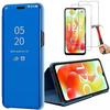 Vāciņš un rūdītais stikls - Xiaomi - Redmi 12C/11A - Zils - Izturīgs pret skrāpējumiem - Elegants spogulis