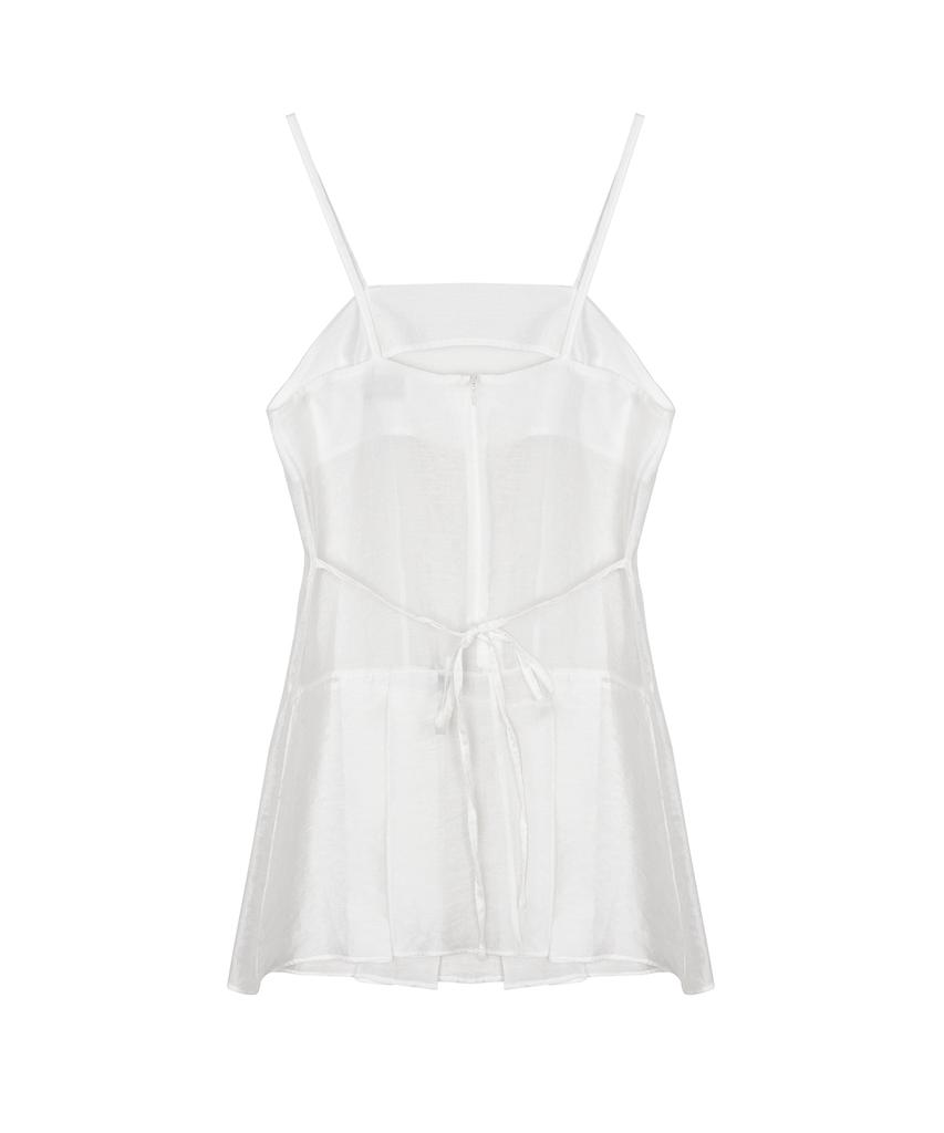 Nigaennikol Sheer Layered Strap Dress_White