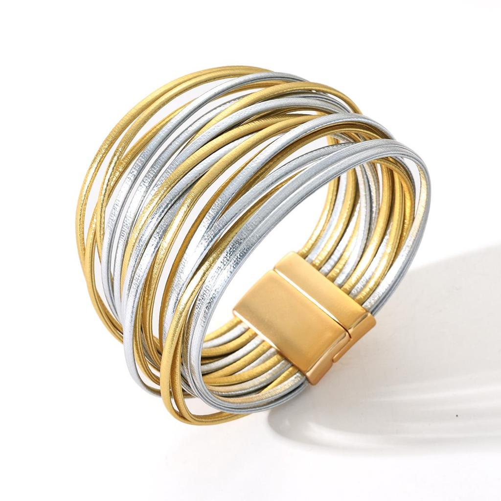 Bracciale da Donna Impilabile Multi-Strato in Ecopelle PU - Design Versatile, Antistatico