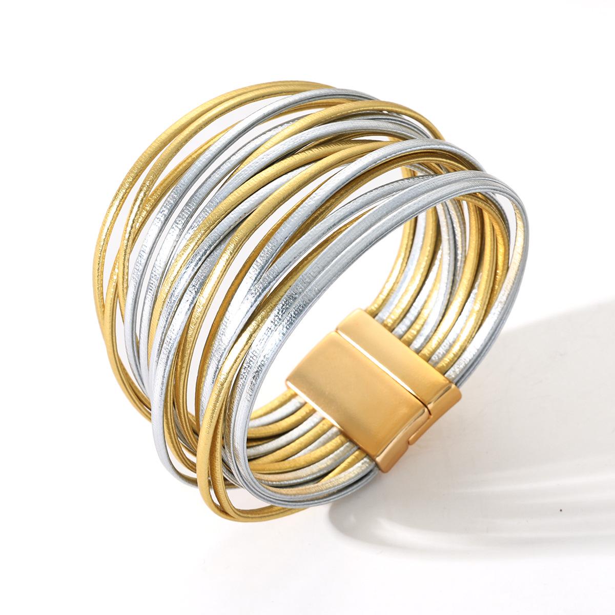 Многослойный женский браслет из ПУ-кожи, штабелируемый - Универсальный, антистатический дизайн