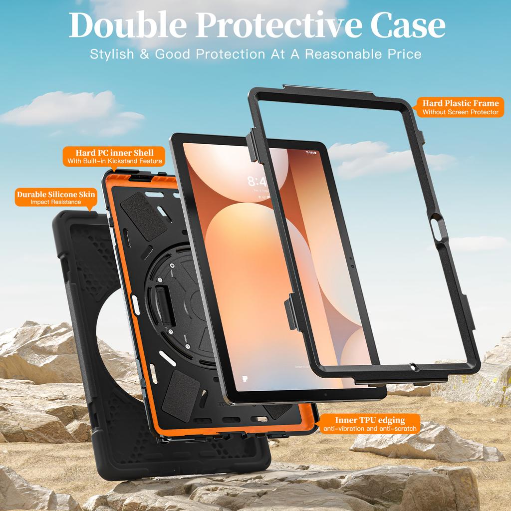 AJIUYU 360° Rotating Rugged Case For Samsung Galaxy Tab A11 Plus 11'' SM X230 X235 X236B Tab A11 A9 8.7 Plus 11 Inch Stand Cover
