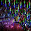 Meteor Shower Lights Outdoor Christmas Lights 24-Tube 576LEDs Snow Falling Rain Cascading Icicle Lights for Christmas Tree Decorations Wedding Party