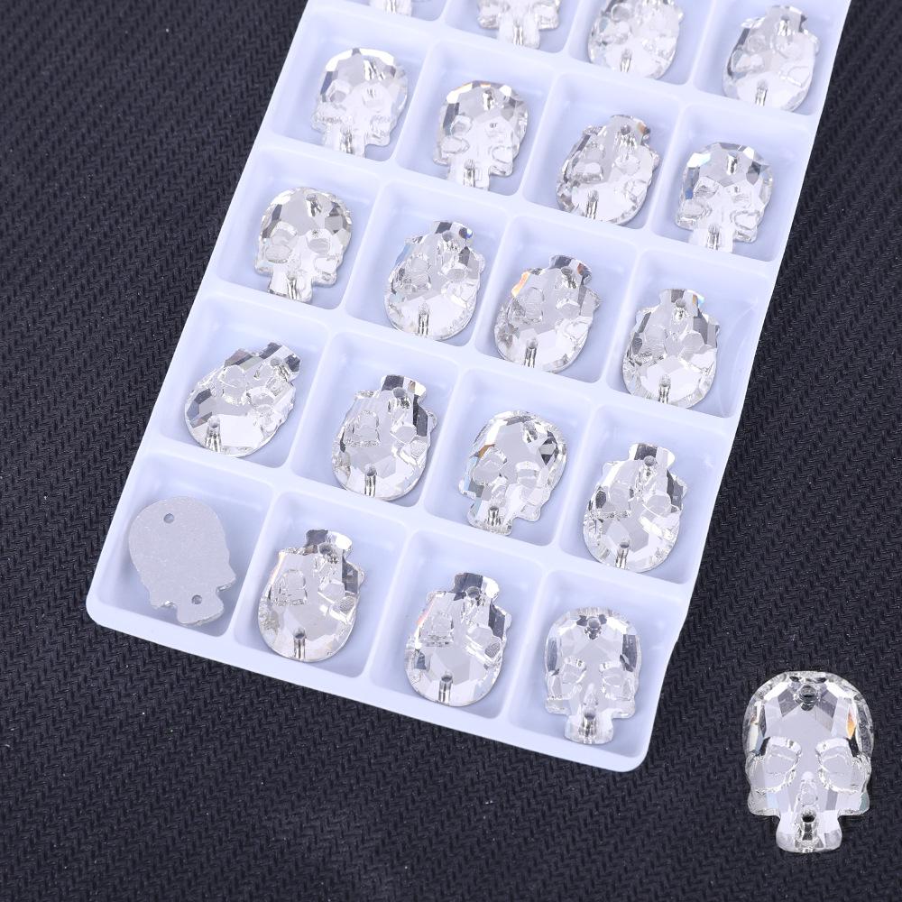 

Пуговицы-стразы белые AB-кристаллы с плоской задней стороной и двумя отверстиями для пришивания для DIY. 13x18mm 20 pieces/package