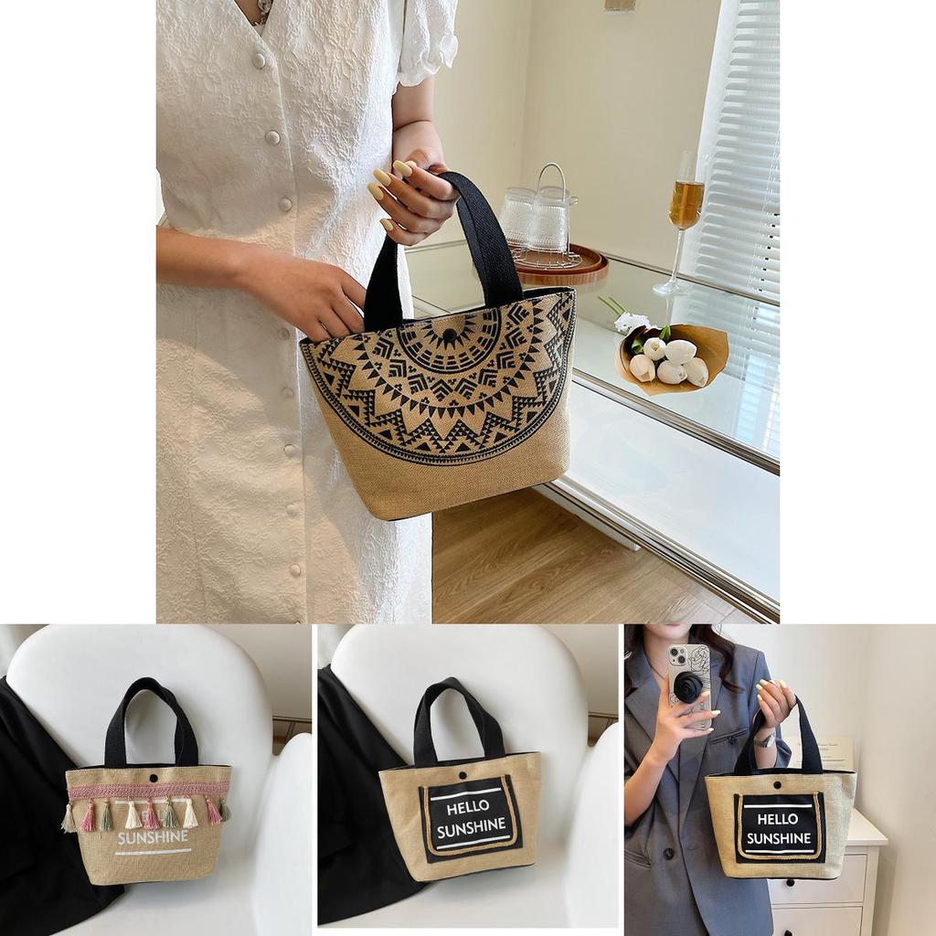 Cotton Linen Tote Bag With Letter Pattern For Daily Casual Fashion Girls