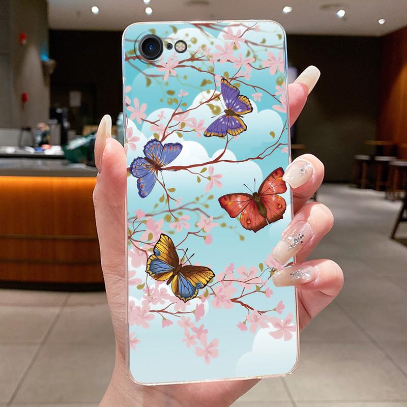 Flowers Case For iphone 7 8 Plus SE 2020 Capa Clear Soft Silicone Phone Covers For iphone 7plus 8+ Fundas Pattern Transparent