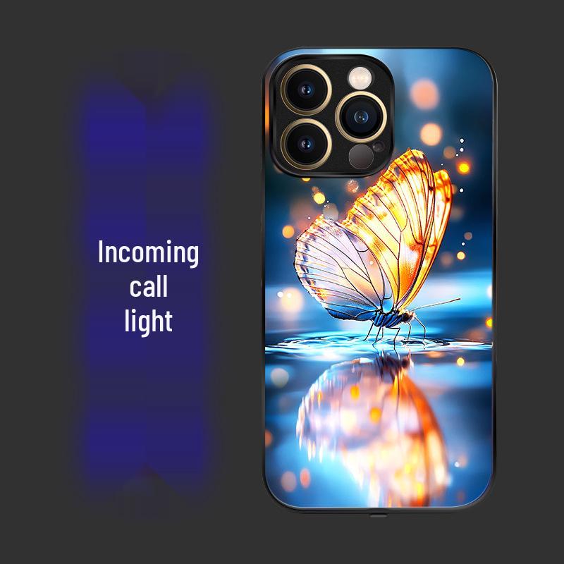 Leuchtende Anti-Rutsch-Handyhülle für iPhone 16 Pro Max & Huawei bei eingehendem Anruf - Soundaktiviert, Verschleißfest, Siebenfarbiger Schutz.